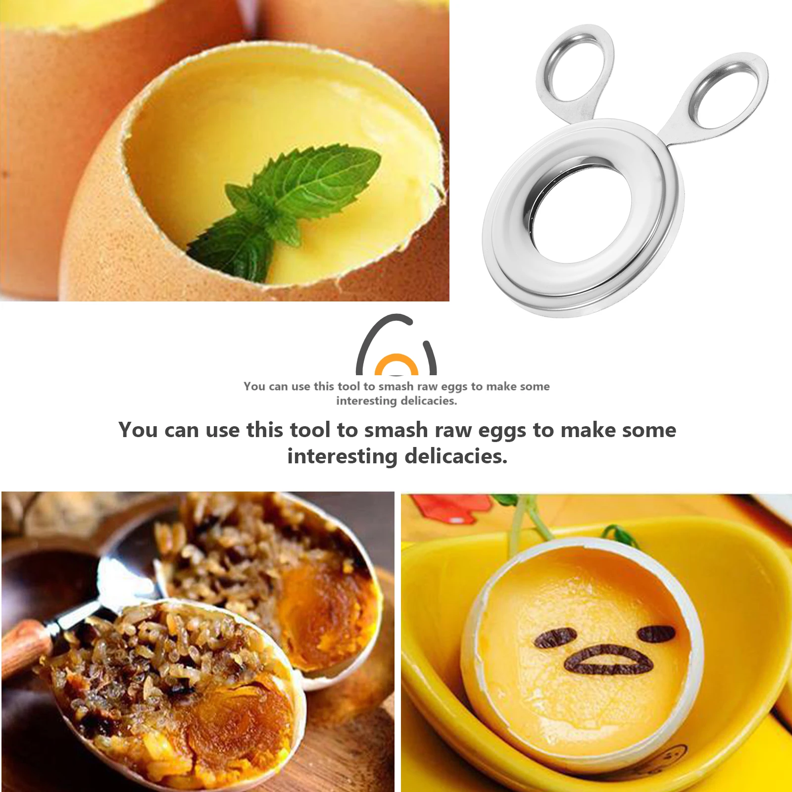 

Stainless Steel Shell Opener Kitchen Gadget Cracker Topper Separator Remover Tool Cracker Egg Topper