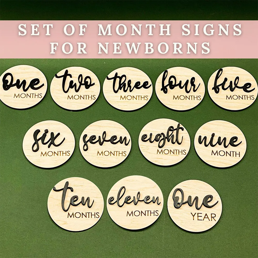 Hello World Baby Monthly Signs Baby Shower Gifts for New Moms Milestone Discs Baby Monthly Announcement Sign Set