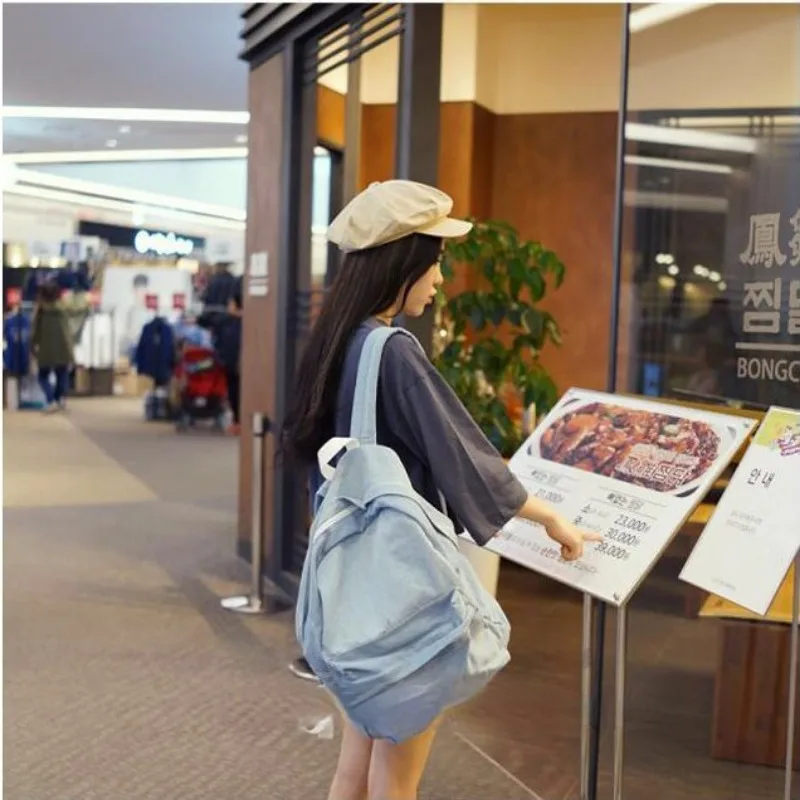 Large Capacity Backpack Fashionable and Breathable Denim Canvas Backpack Durable