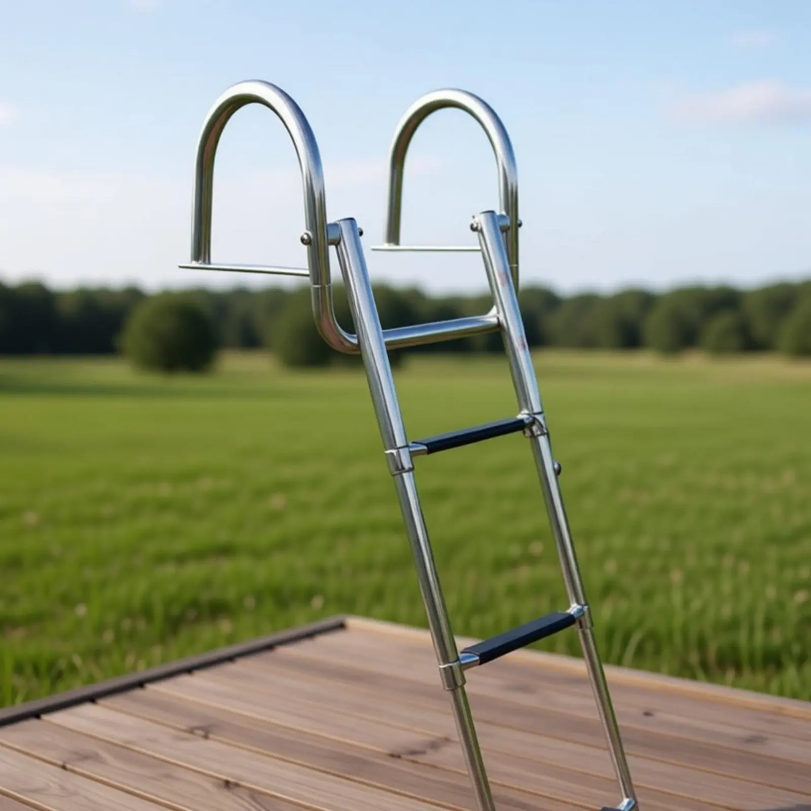 Folding Boat Ladder with Handrails 3 Step Telescoping Boat Ladder Sturdy Duty Bathing Step Mirror Polished