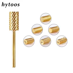 HYTOOS Gold Large Barrel Carbide Nail Drill Bits 3/32 Manicure Burr Remove Gel Electric Machine Drills Accessories Supplier