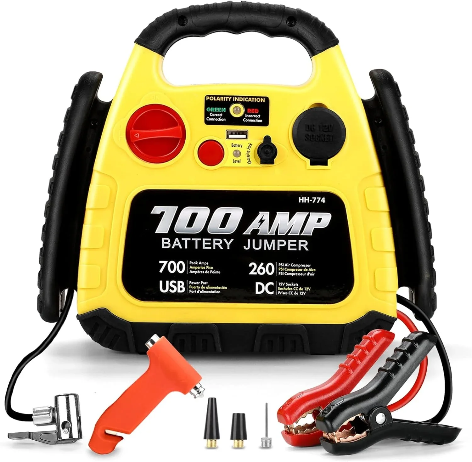 Jump Starter with Air Compressor 260PSI, 1000A Portable Car Jump Starter 4-in-1 Battery Booster Pack for Vehicles(3L Gas/Diesel)