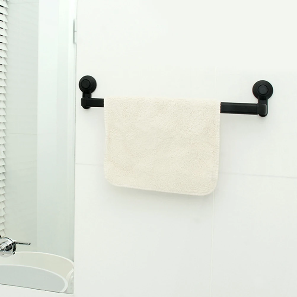 

1pc Premium No Drill Towel Rack Suction Cup Hanger For Bathroom Kitchen Black Durable Strong Adsorption Easy Install Hold Towels