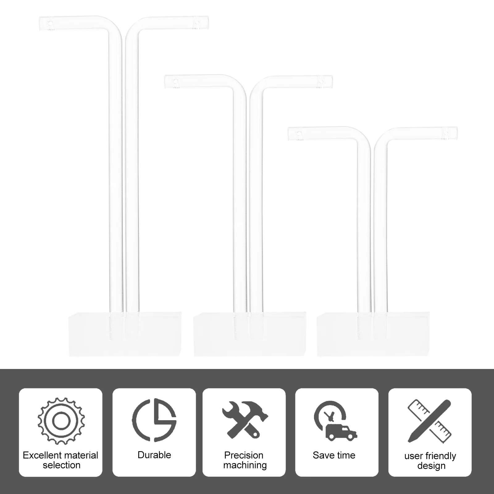 3Pcs Acrylic Jewelry Display Racks Earring Stands T-Shaped Supports Transparent Shelves Decorative Holders Boutiques