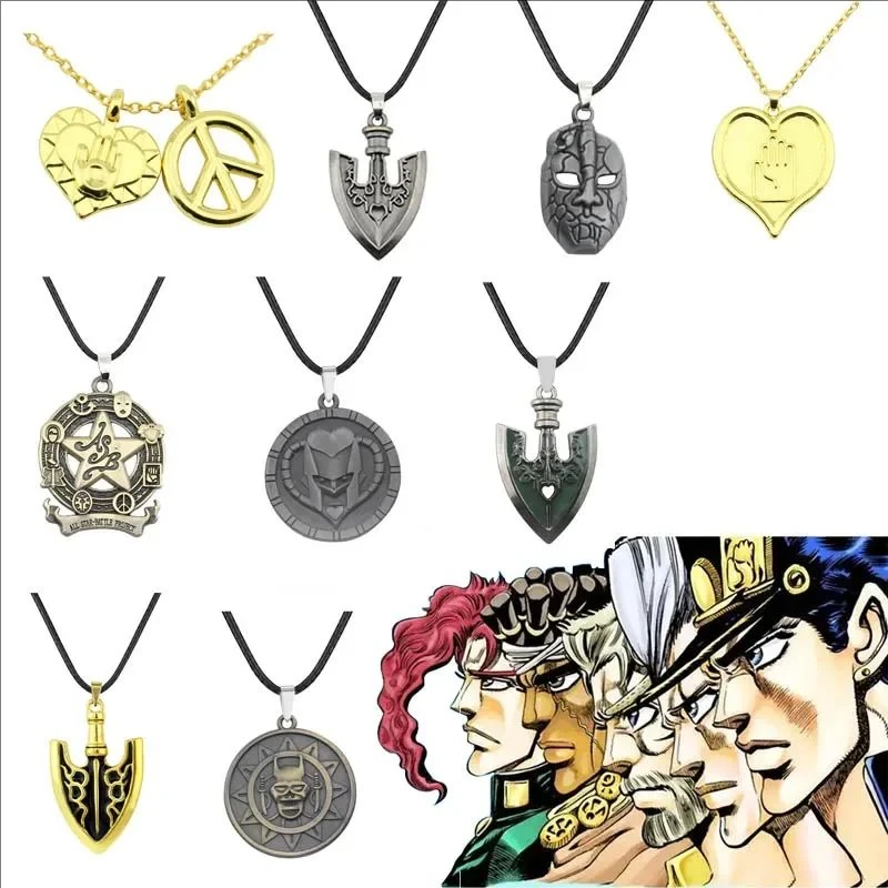 Anime JOJOS BIZARRE ADVENTURE Necklace Kujo Jotaro Arrow Metal Pendant Chain Choker Necklaces Charm Gifts Jewelry Collares