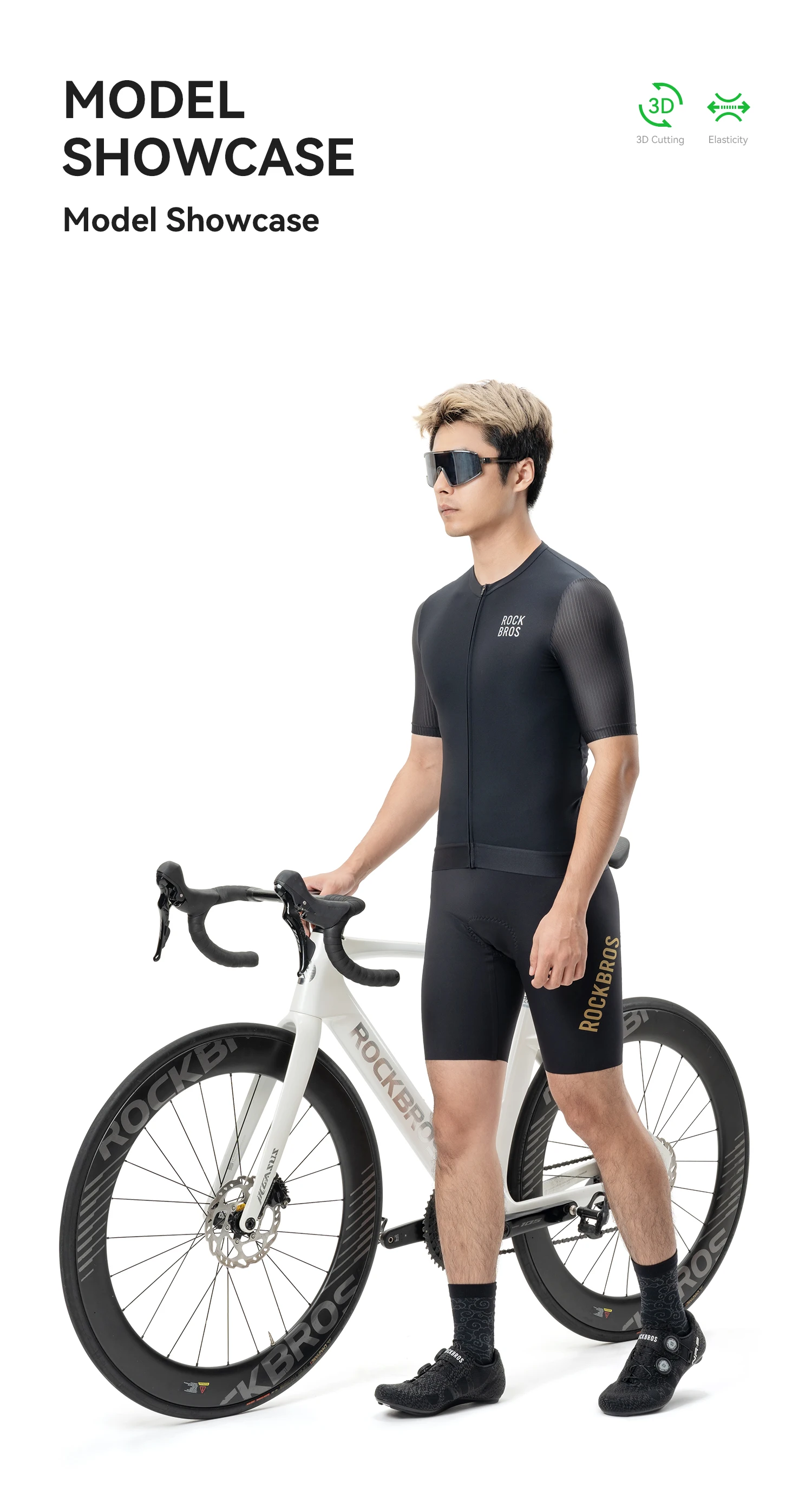 ROCKBROS Radtrikot, Sommer, kurzärmelig, atmungsaktiv, hochelastisch, schnelltrocknend, Sportbekleidung, Fahrradbekleidung, winddicht. – Detail 8