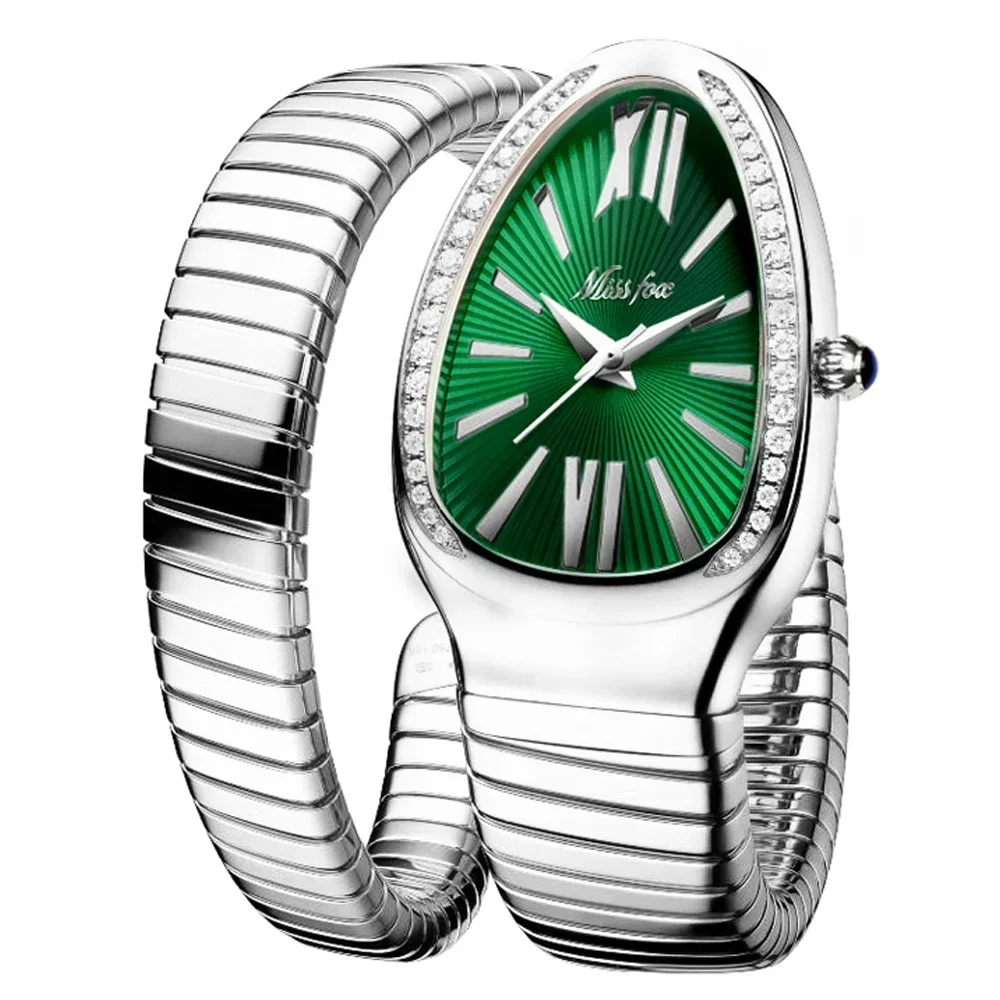 

Silver Steel Bracelet Watches Women Hot Fashion Ladies Quartz Watch Woman Snake Case Reloj Mujer Creative XFCS Bangle Wristwatch