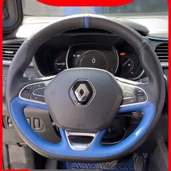 Hand Stitched Genuine Leather Sports style car Steering Wheel Cover For Renault Kadjar Koleos Megane Talisman Scenic 2015-2018