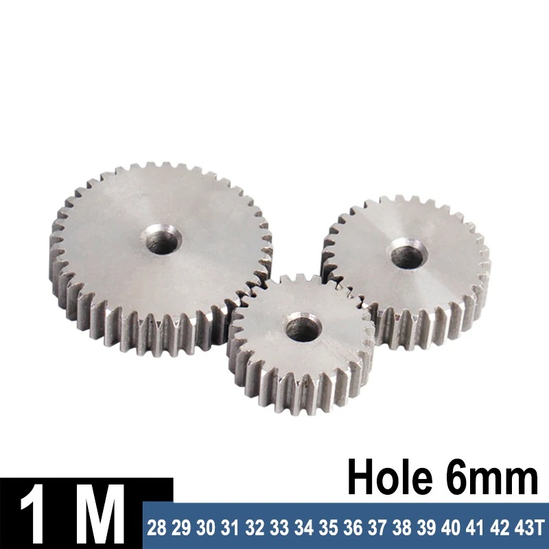 1Pc 1 Mod Spur Gear 6mm Bore Hardened 45# Steel 28T - 43T for Spur Diff Differential Motor Gear RC Car Replacement Parts