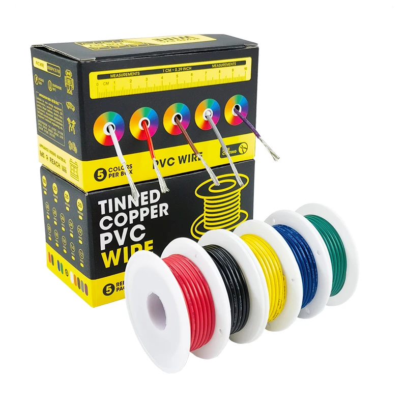 20M/Color 24-30AWG 5/6colors PVC Wire Electrical Wire Stranded Tinned Copper Cable