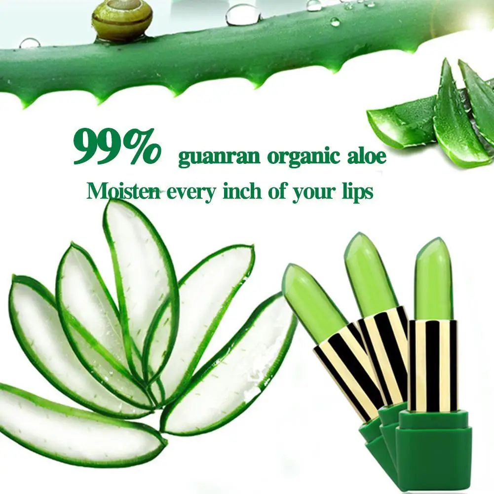 New Batom 99% ALOE VERA Natural Temperature Change Color Jelly Lipstick Long Lasting Moistourizing Nutritious Lip TBalm Makeup