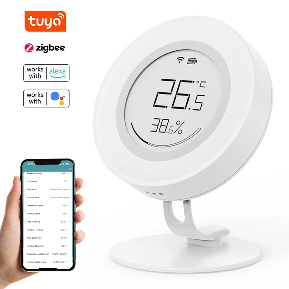 Tuya ZigBee Portable Temperature and Humidity Detector Home Hygrothermograph Digital Display Temperature and Humidity Meter