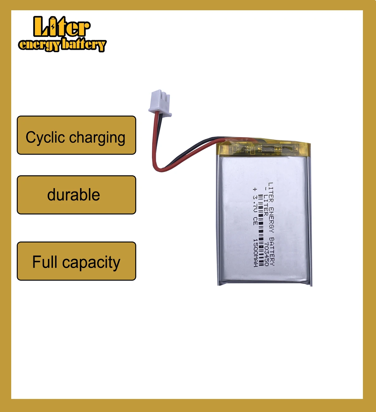 JST XH 2.54mm 703450 3.7V 1500MAH 703448 Lithium Polymer LiPo Rechargeable Battery For Mp3 headphone PAD DVD bluetooth camera