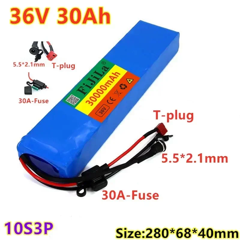 

36V 30Ah 18650 Lithium Battery Pack 10S3P 600W Or Less, Suitable For Roller E Twow Roller M365 Per Ebike Backup Power Supply