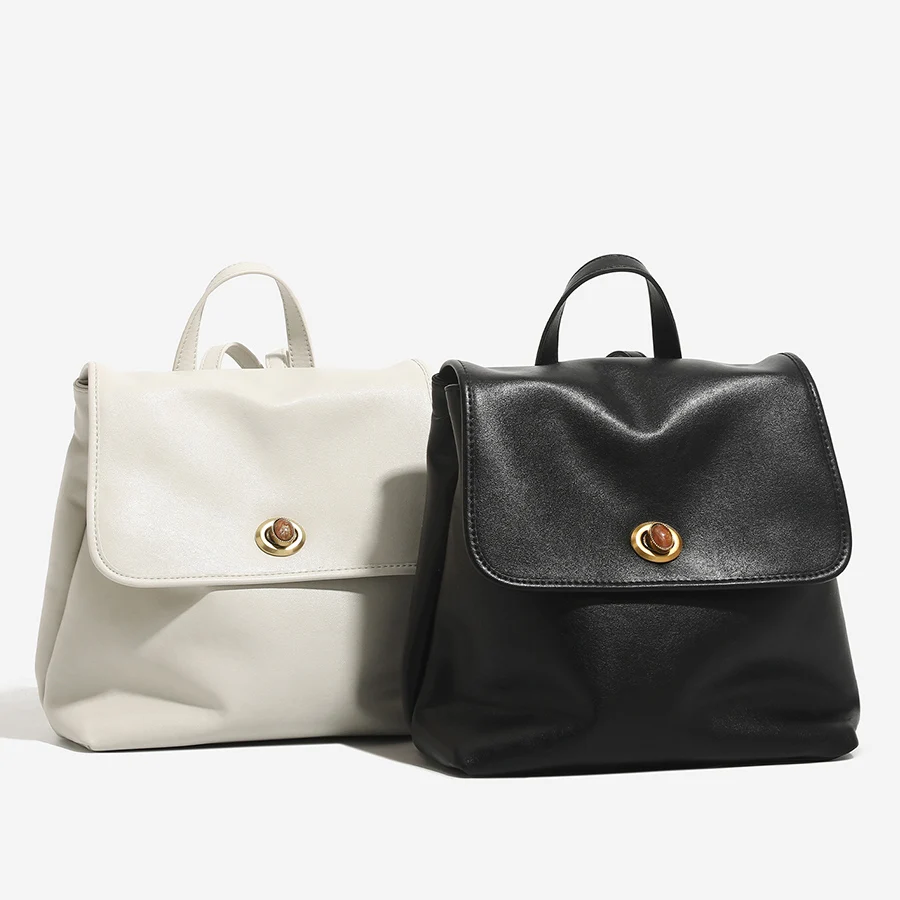 

Black Women Soft Leather Backpacks Vintage Female Shoulder Bag Sac a Dos Casual Travel Lady Bagpack Mochilas College School Bags