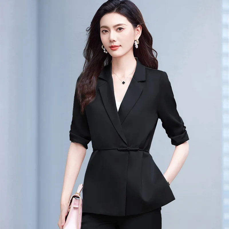 Elegant professional women's suit2025New summer fashion stylish women's wide-leg pants two-piece set