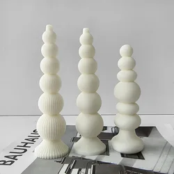 DIY Round Ball Long Pillar Aroma Candle Silicone Mold Cylinder Candle Plaster Ornament Molds Candle Making Supplies