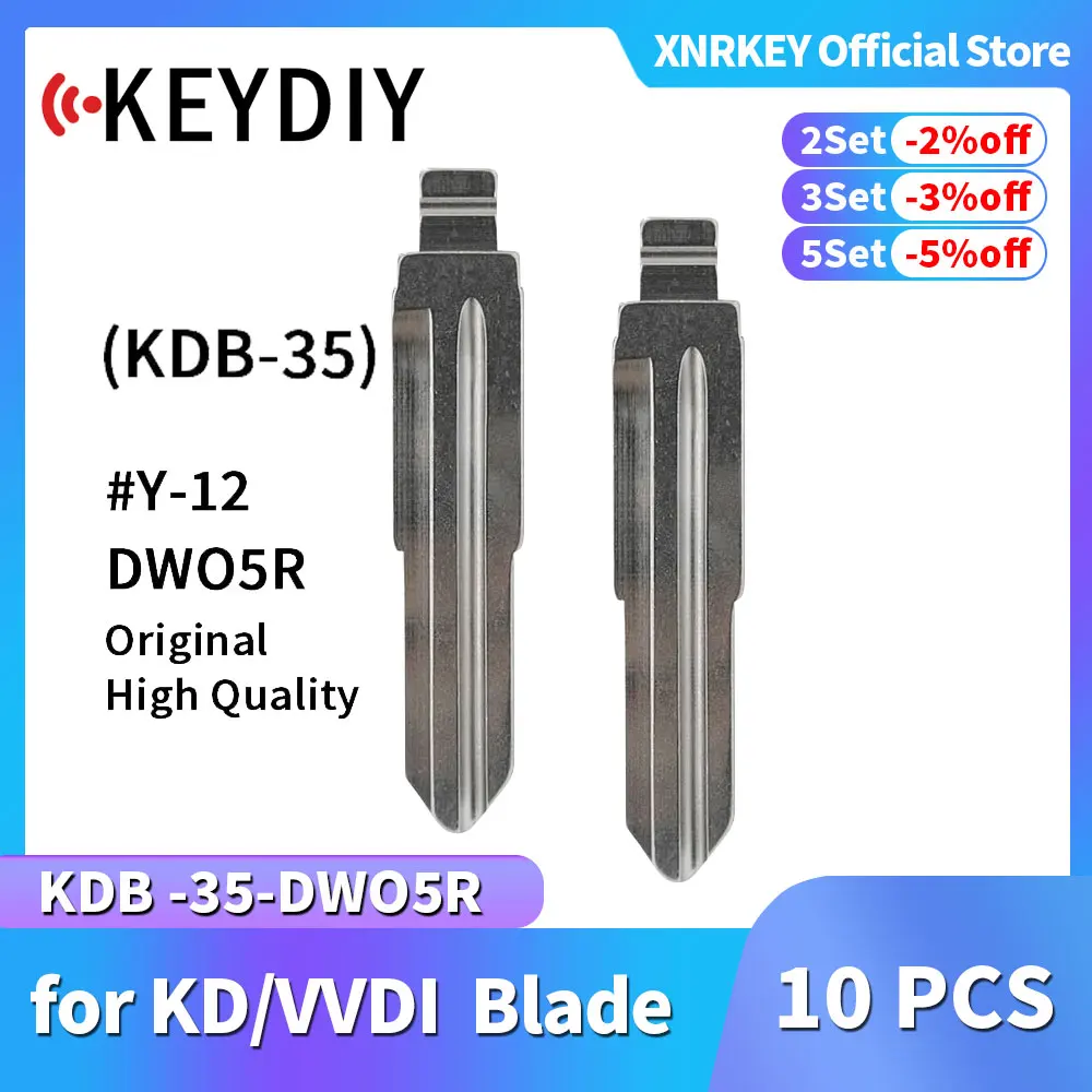 

XNRKEY 10 Pcs Y-12# DWO5R Right Side Original High Quality Blade for KD/VVDI Remote Key Replacement Metal Blank Uncut Blade