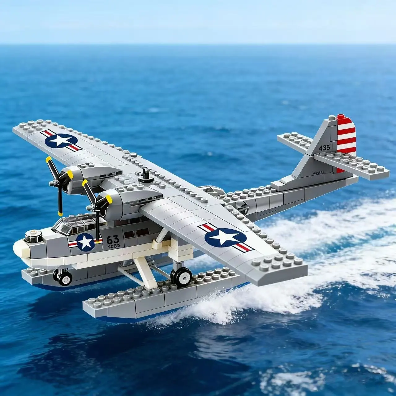 364Pcs Military Military Consolidated PBY 5A Catalina Building Blocks Airplane Bricks Construction Toys Aircraft Model