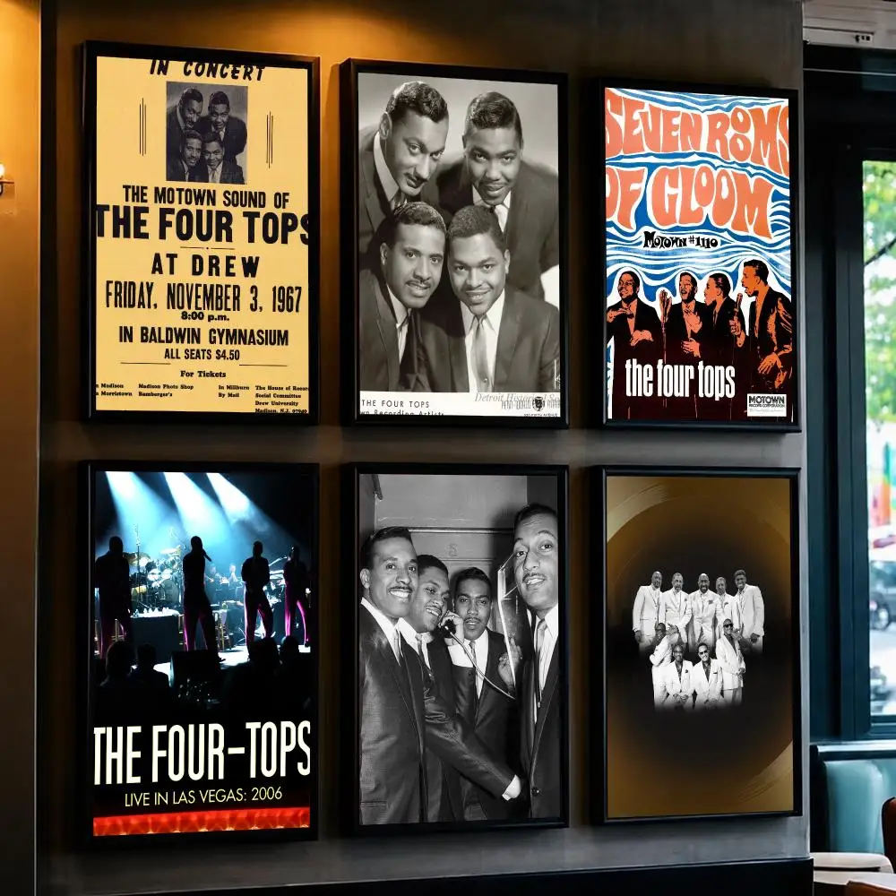 band T-The Four Tops-S Poster Minimalist Wall Sticker for Cafe Office Bar Home Decor and Gift