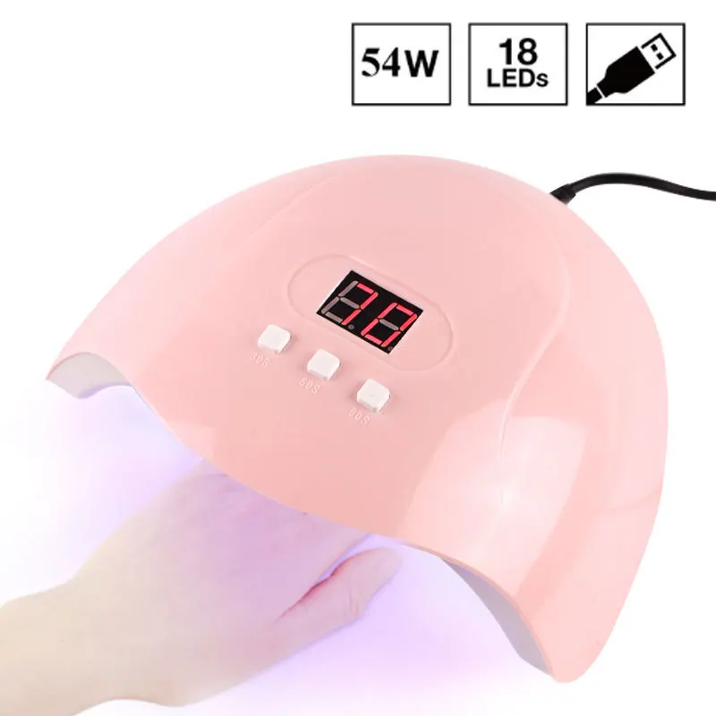 54W Quick-Drying UV Nail Art Lamp Pink Phototherapy Machine Induction Dryer for Gel Polish Baking Wholesale