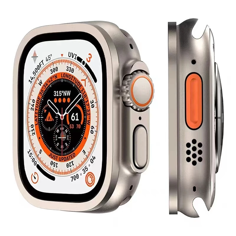 Explosion proof metal frame tempered glass protective film For Apple watch 49mm Anti-fall watch shell fittings For iWatch Ultra