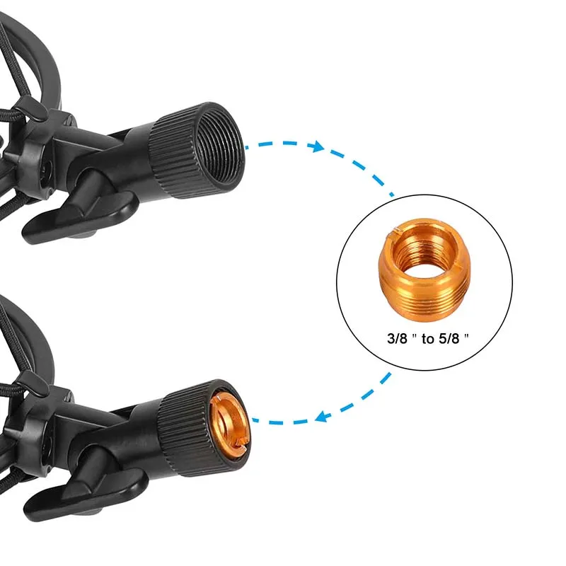 Camvaste suporte de microfone universal, suspensão antichoque, com clipe de 5/8 "fêmea para microfone macho de 3/8"