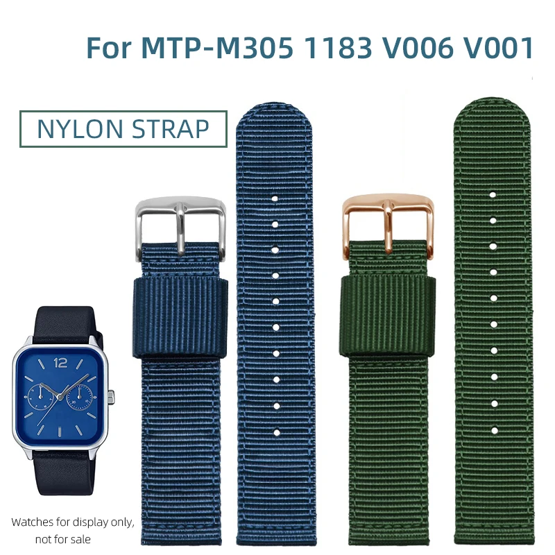 For Casio 3744 MTP nylon strap MTP-M305 1183 V006 V001 Square Moon nylon canvas strap bracelet mtp m035 watch band 20mm blue