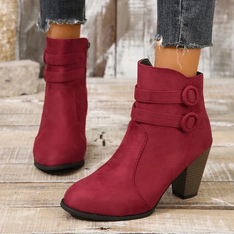 2024 New Ankle Boots Women\'s Fashion Boots Pointed Zipper High Heels Fashion Winter Shoe Designer