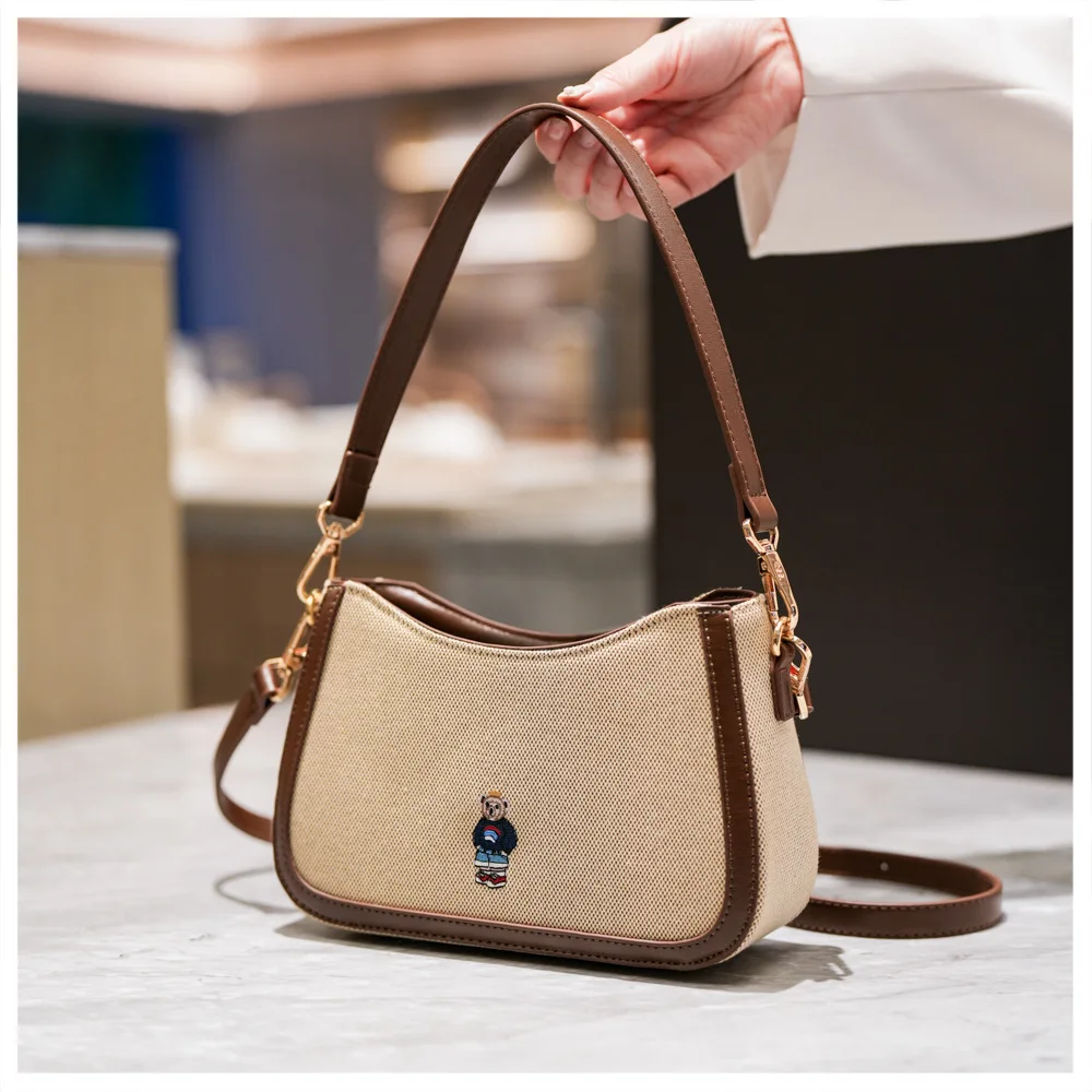 

Beibaobao 2025 new fashionable armpit bag cartoon bear casual shoulder crossbody bag women's handbag Женская сумочка armpit bag