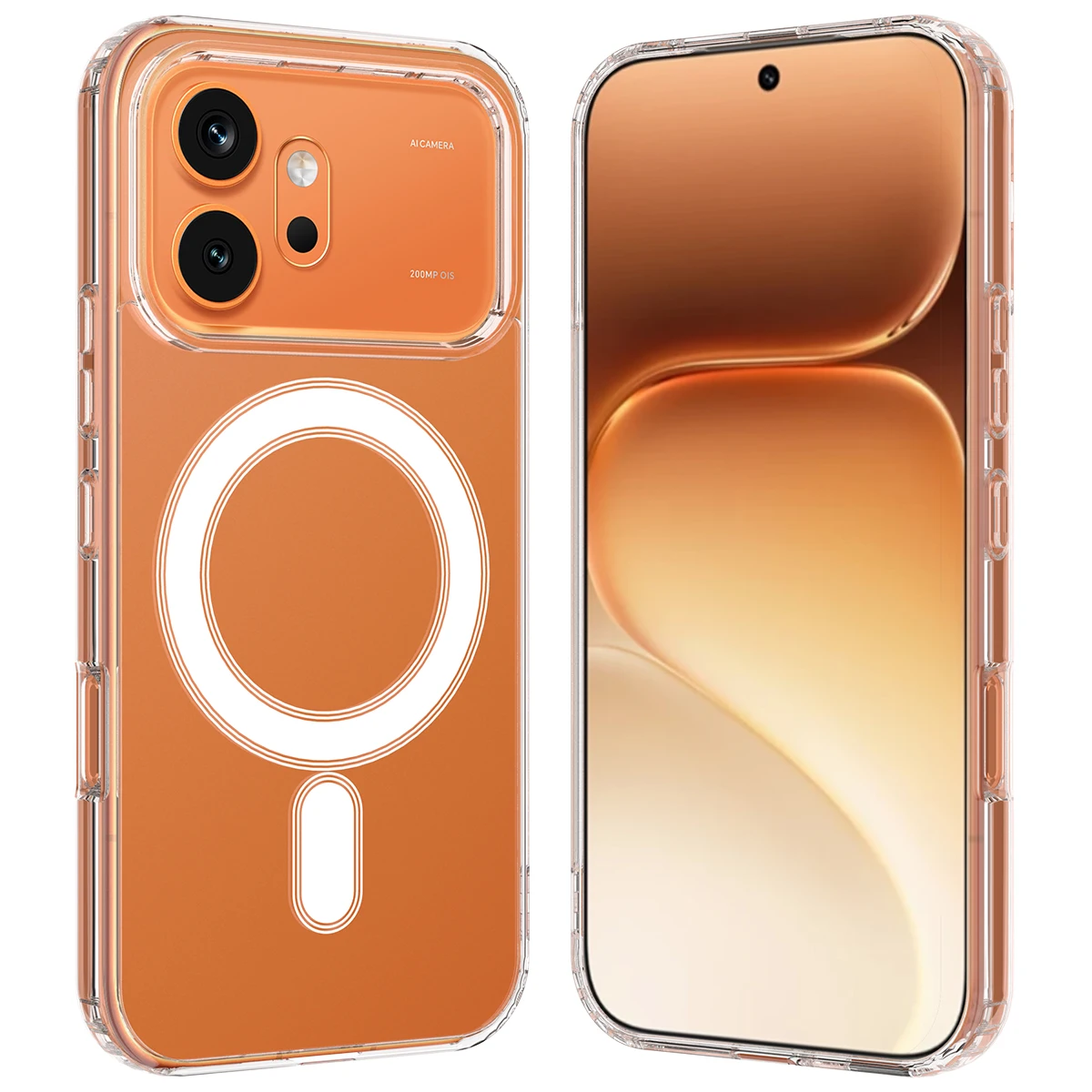 

Shockproof Wireless Charging Magnetic Acrylic Clear Phone Case For Honor 600 Pro Global Version, Slim Transparent Hard Cover