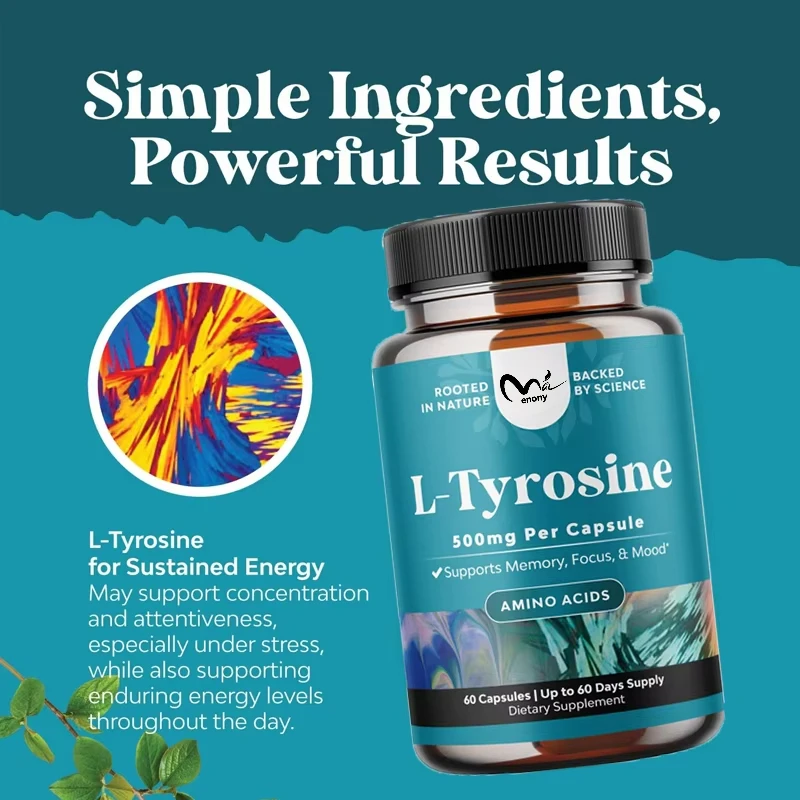 500mg vegetarian capsules of L-tyrosine - High strength L-tyrosine supplement Focus supplement 60 capsules