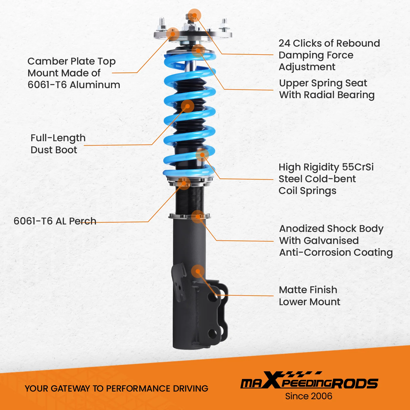 MaXpeedingrods verstelbare schroefset schokonderset voor Toyota Camry XV30 02-06