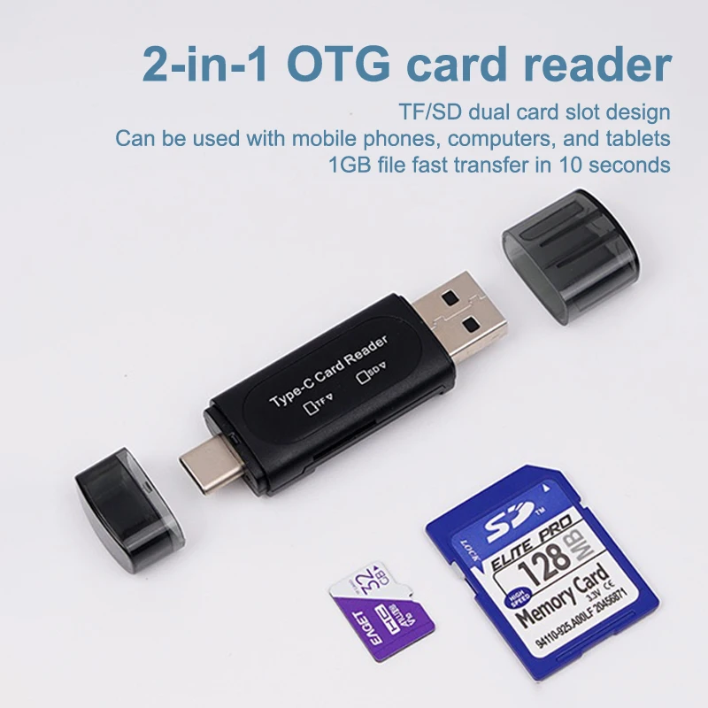 

Dual USB Type-C TF Card Reader High Speed OTG Adapter For Laptop Tablet Mobile Phones