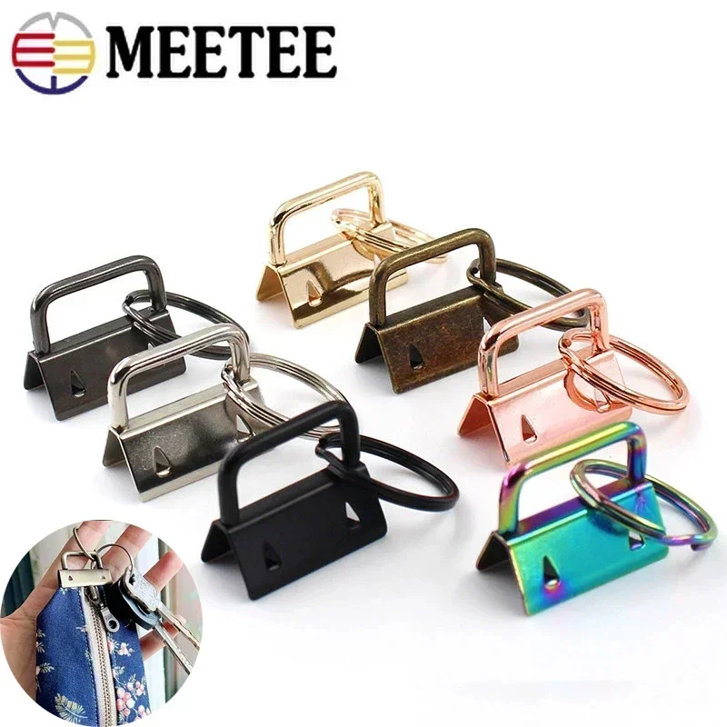 Meetee 10Pcs 20/25/32mm Webbing Metal Tail Clip Buckle Belt Strap End Clips Clasp Wallet Keychain O Ring Buckles Stopper Hook