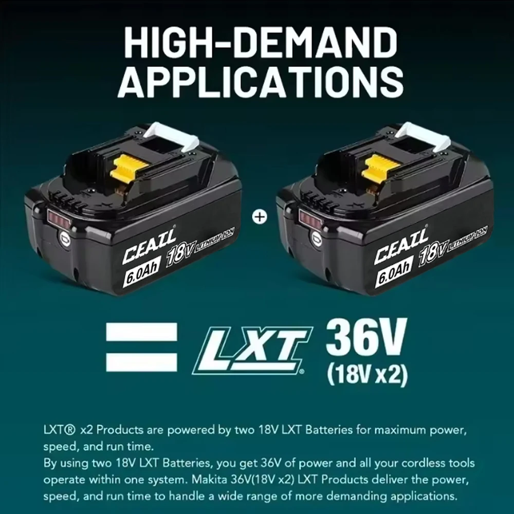

For 18V Makita power tool battery 3Ah/5Ah/6Ah/9Ah rechargeable battery replacing Makita GA，GD，HP，HR，HS，JR，JV，KP