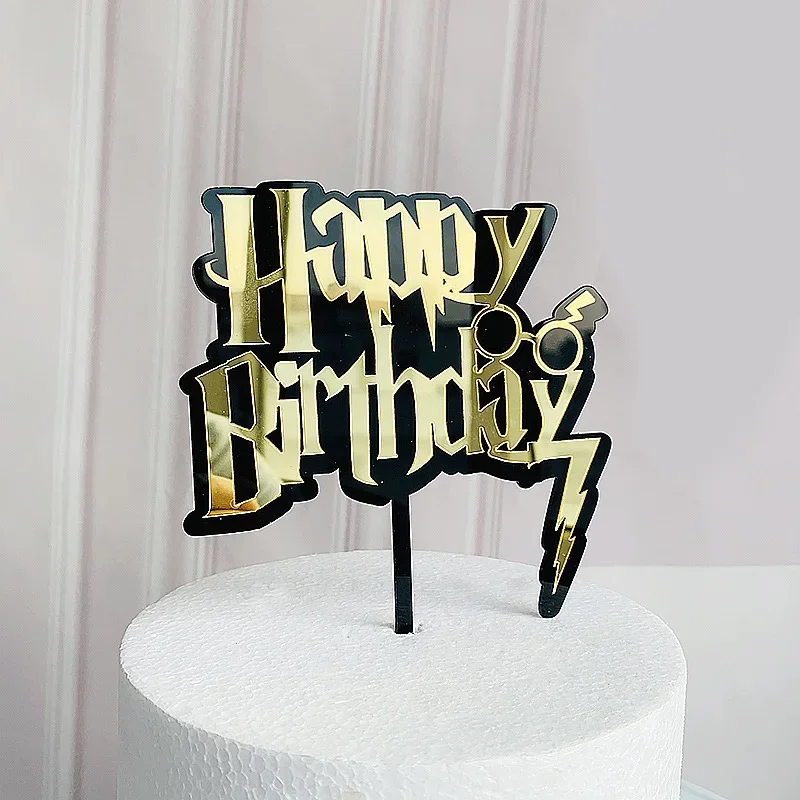 Harry Potter Birthday Cake Card Set Anime Movie Peripheral Hogwarts Acrylic Cake Insert for Children Halloween Party Supplies