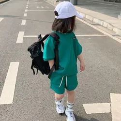 Boys Girls Fashoin Summer Suits Clothes Baby Cotton Short Sleeves Shirt Shorts Outfits Children Top+Pants Sets 2pcs 0-10T