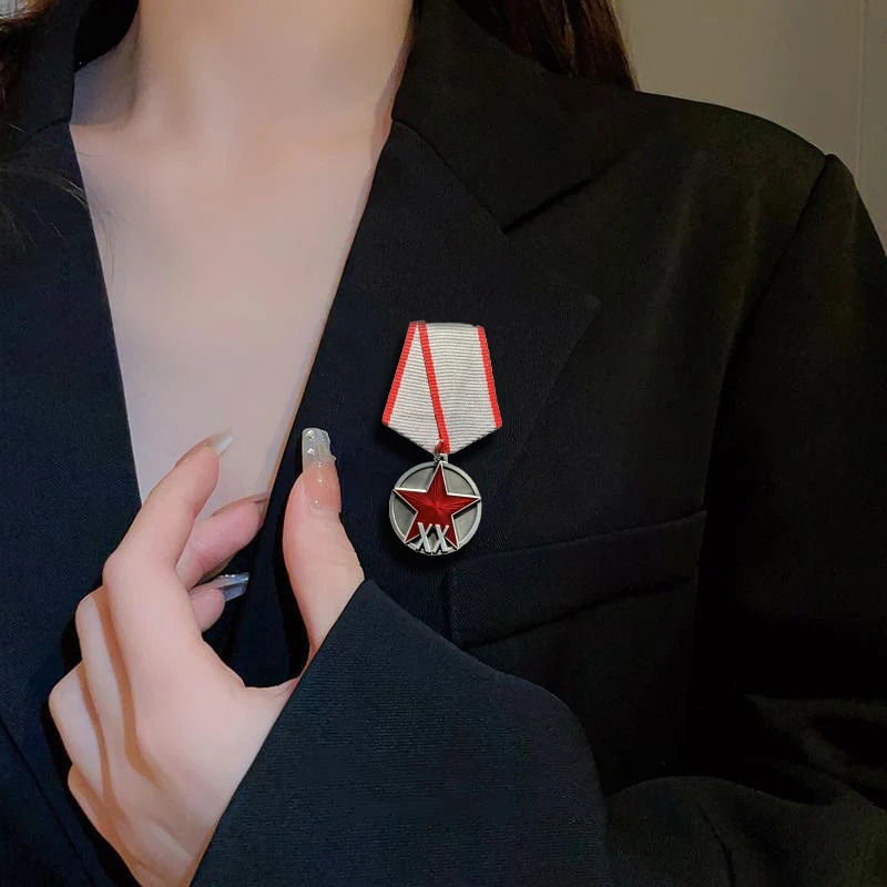The Soviet Medal of the Red Army's 20th Anniversary Medal, Russian Commemorative Metal Emblem, Pendant Chest