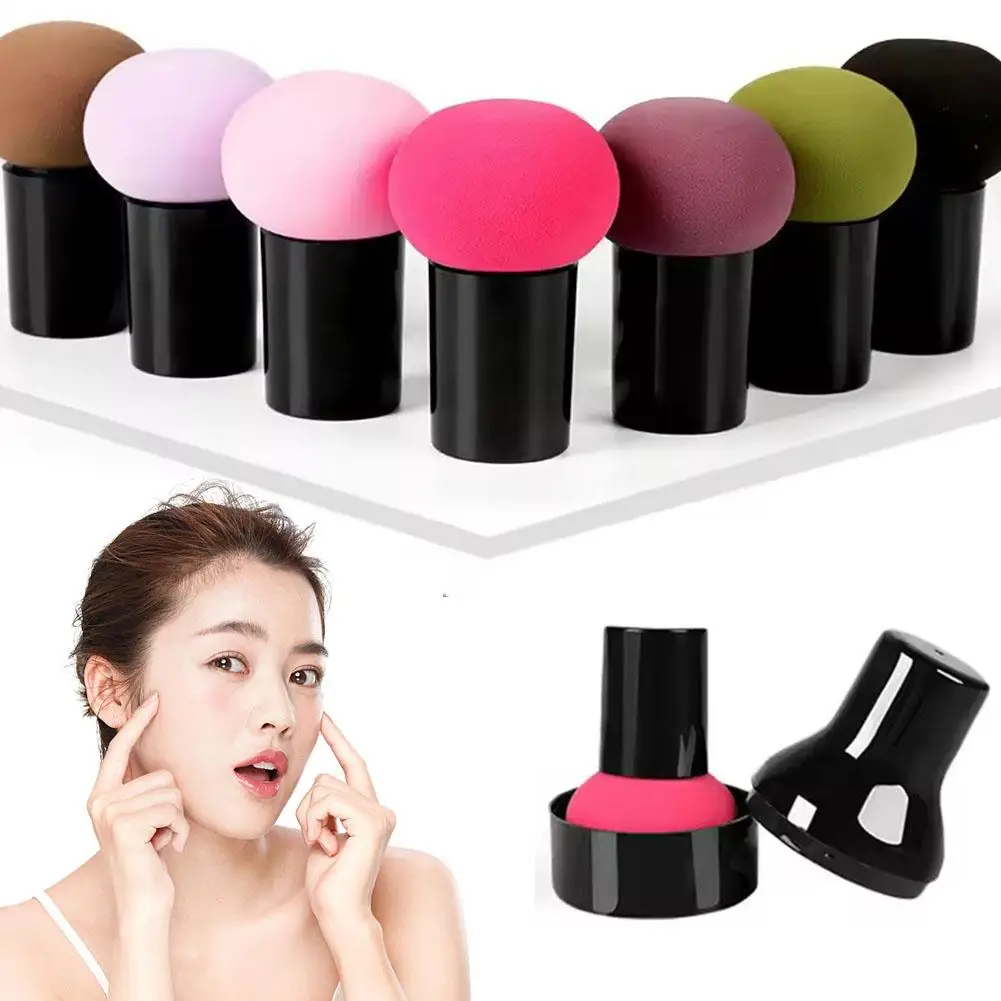 1 Stuk Paddestoel Make-Up Spons Droog Nat Dual-Use Cosmetische Puff Met Handvat Tool Professionele Poeder Schoonheid L 0X5