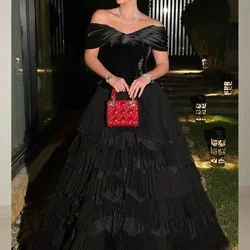 Customized Gorgeous Formal Evening Gown for Women Off the Shoulder A-line Tiered Draped Lace Elegant Prom Party Dresses robes de