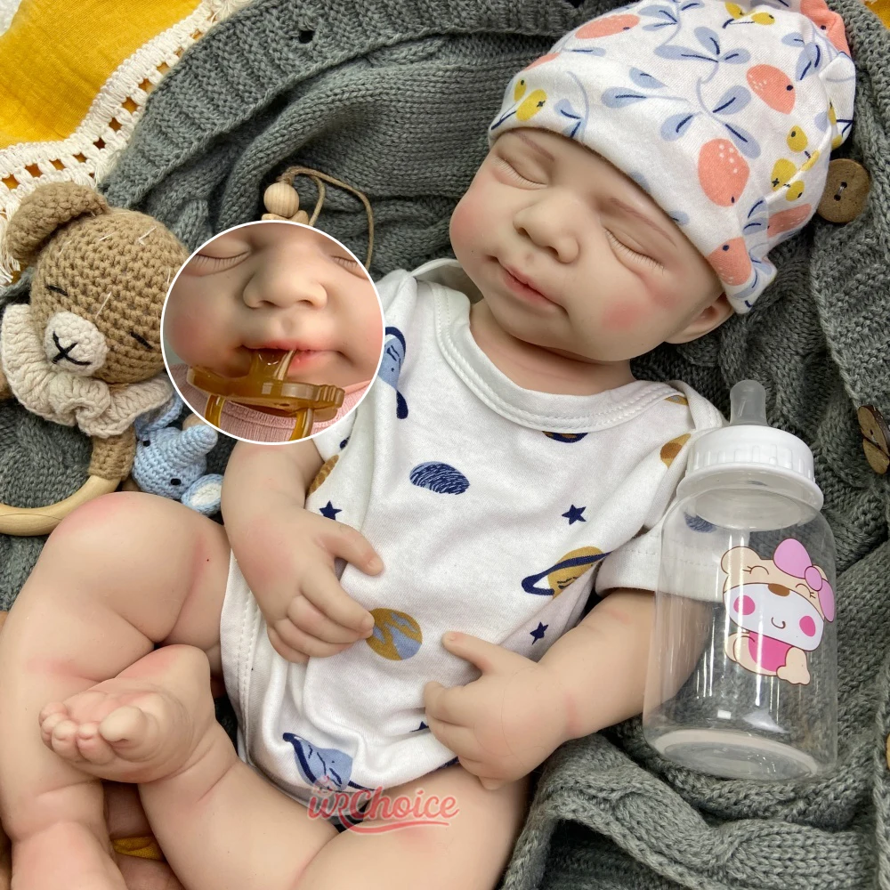 Lifelike 20inch Pascale Full Solid Silicone Reborn Doll Open Mouth Flexible Soft Touch Companion Doll for Elderly