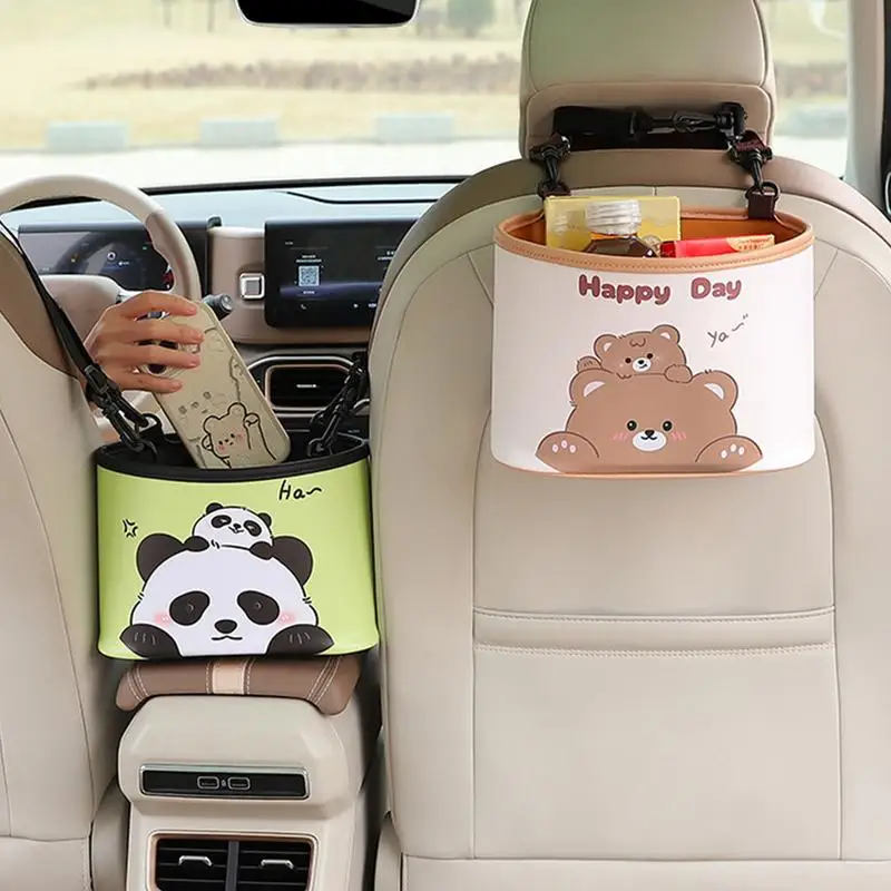 Car Organizer Back Seat Cartoon Car Seat Back Organizer High-Capacity Multifunction PU Leather Travel Accessories Suspended