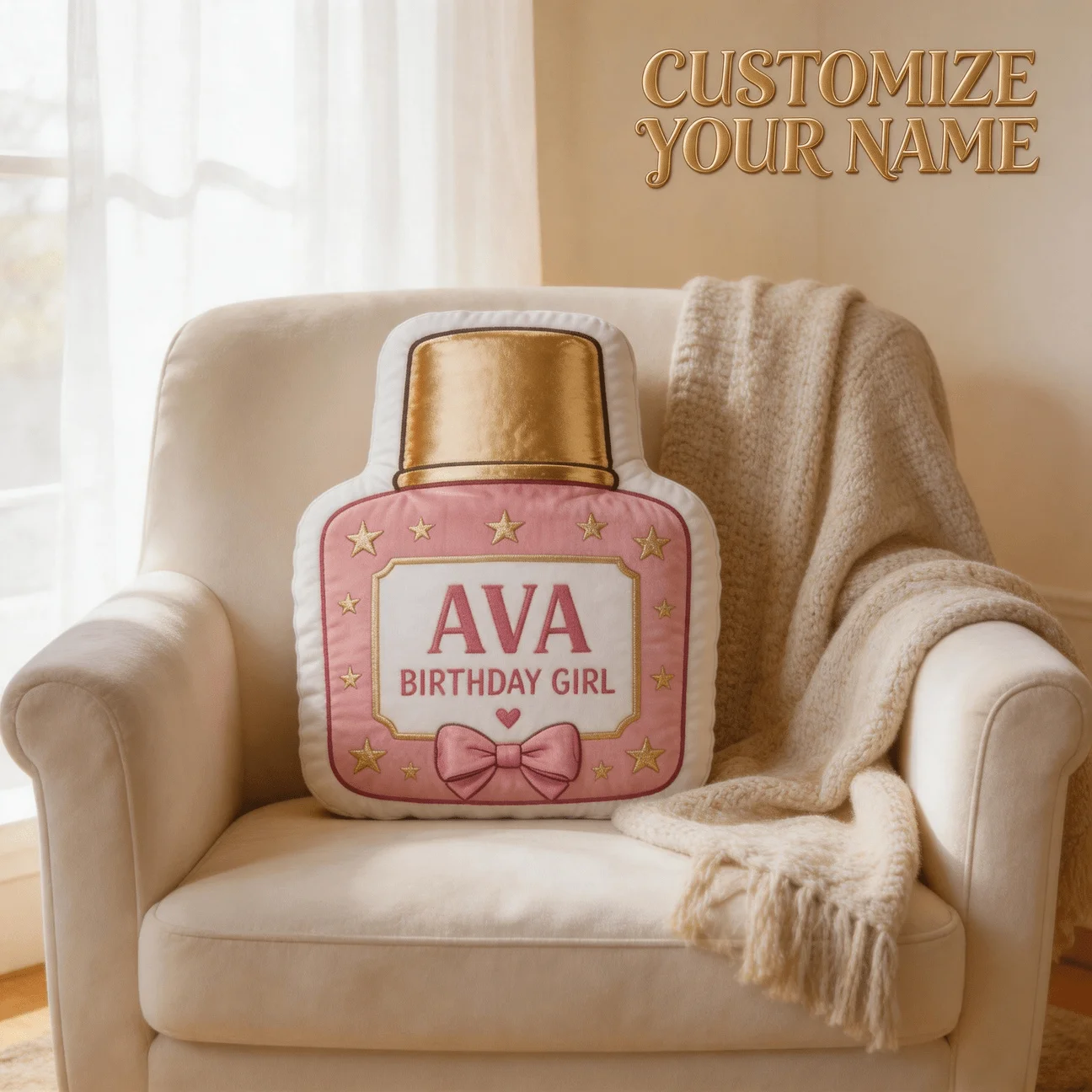 Custom Personalized Photo Shaped Pillow, Perfume Bottle Design Decorative Cushion, 70CM Large Size Accent Pillow for Sofa & Bedr