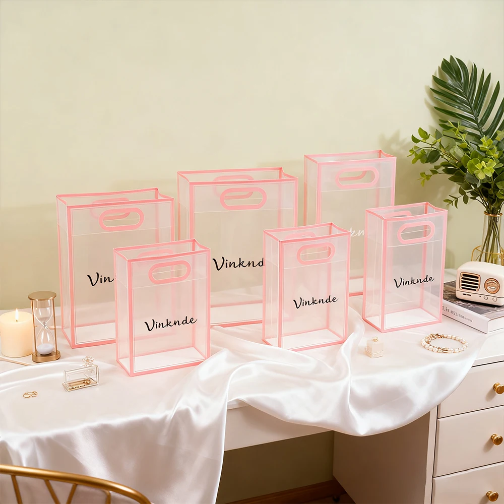 

Прозрачная большая сумка из полипропилена, пластиковые матовые подарочные пакеты из ПВХ, индивидуальный логотип, детский день, свадебный подарок, конфеты с ручной упаковкой