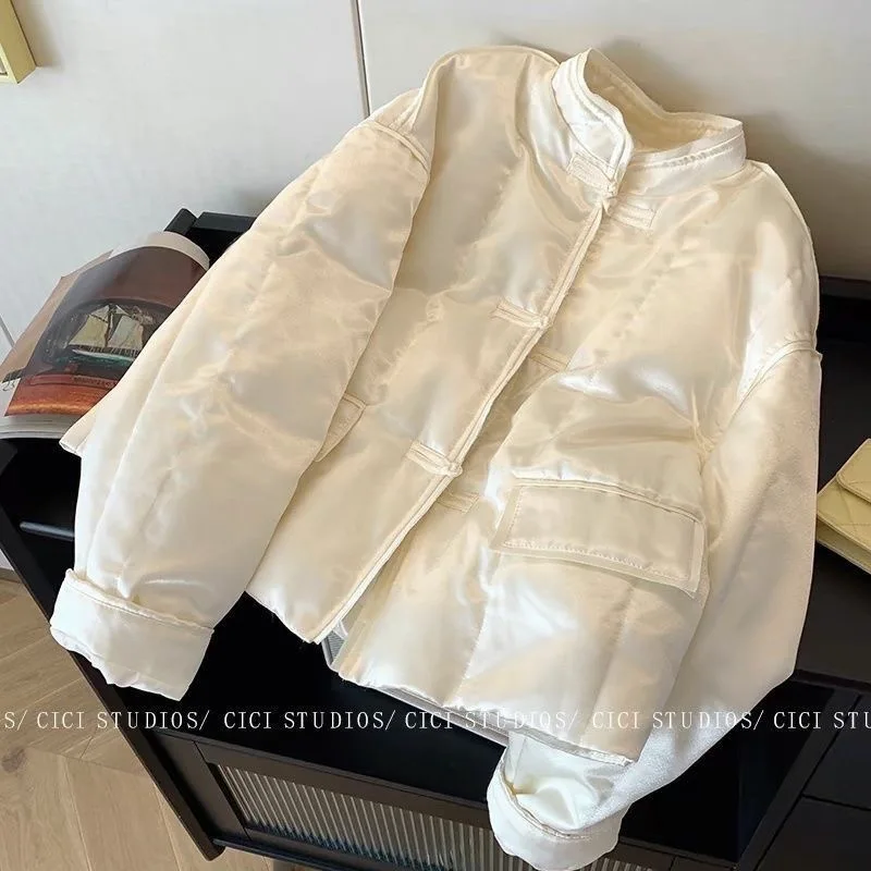 

Винтажная хлопковая куртка в китайском стиле с лягушкой на пуговицах, женская осенняя новая утолщенная теплая верхняя одежда, повседневная зимняя одежда