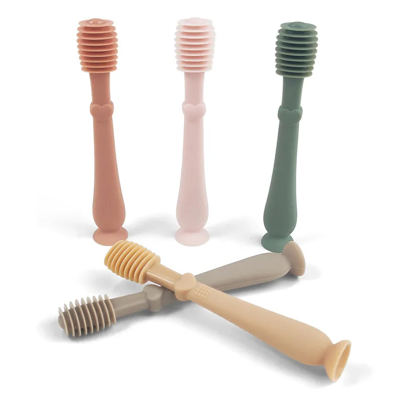 Spazzolino in silicone per neonati 0-1 anni, strumento per la pulizia dei denti e della lingua, accessorio orale per la cura dei denti dei bambini