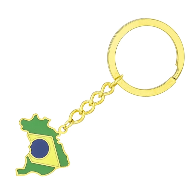 Chic Key Holder with Brazil Map Brazil Flag Keyrings Pendant Keychain Decorative Key Holder Suitable for Fine Living