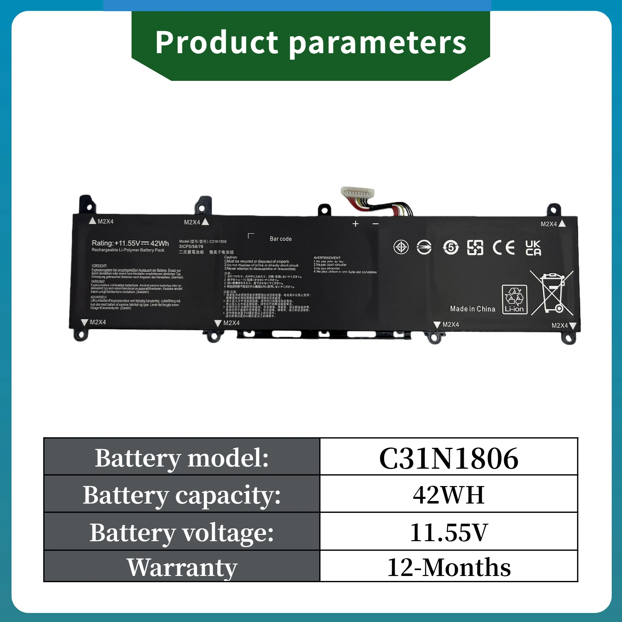 Factory Direct! Replacement Battery C31N1806 C31PIJ1 For ASUS VivoBook S13 S330 X330FA ADOL 13 Battery