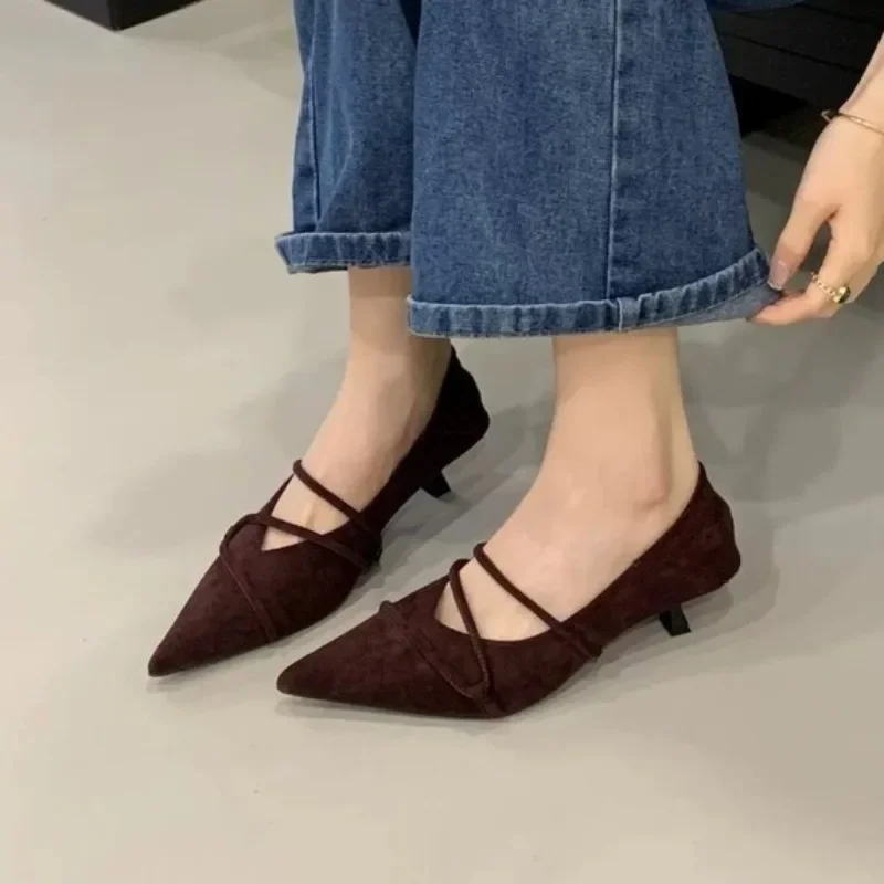 High Heels 2026 New Outdoor Wear Temperament Pointed Toe Shallow Mouth Single Shoes